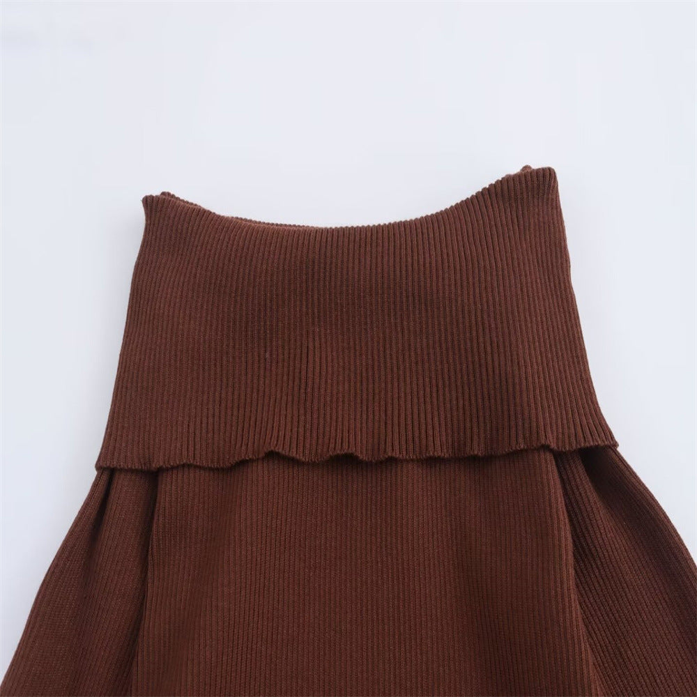 Fashionable and minimalist one shoulder slim knit long sleeved dress