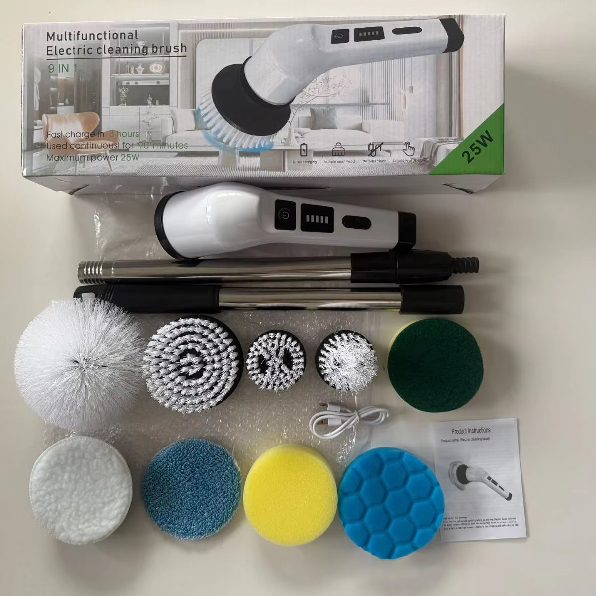Powerful Cordless Electric Spin Scrubber Multipurpose Cleaning Brush for Shower Sink Tile Grout Kitchen Bathroom