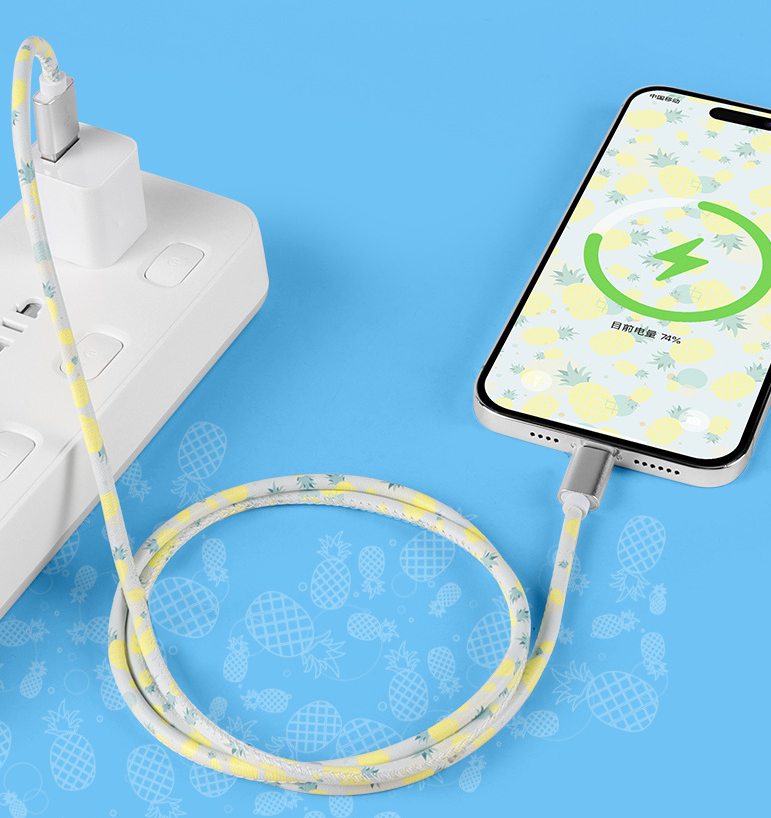 Creative data cable cartoon fruit cute fruit leather data cable suitable for Apple and Huawei phones