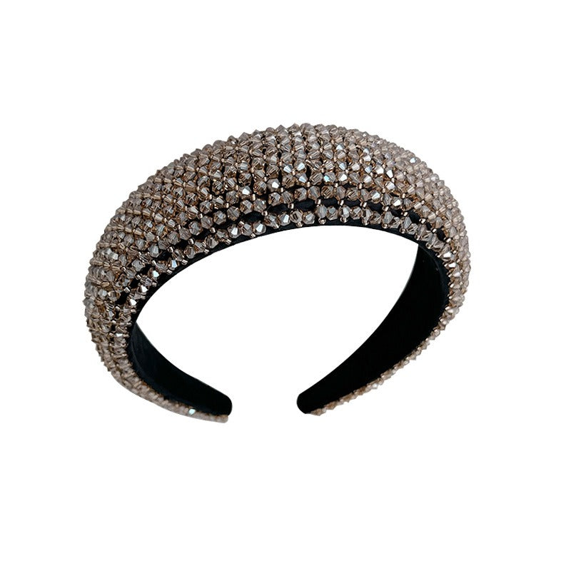 Fashionable full set glass crystal headband for women's temperament washing headwear