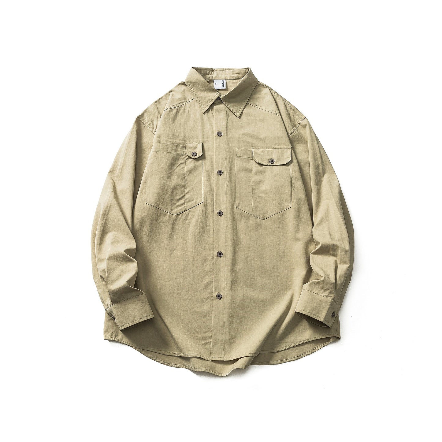 Design Solid Color Loose Fit Long Sleeve Workwear Shirt