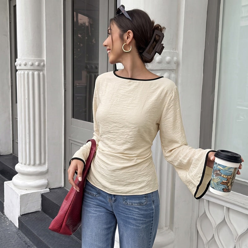 Long sleeved waist cinched shirt for women