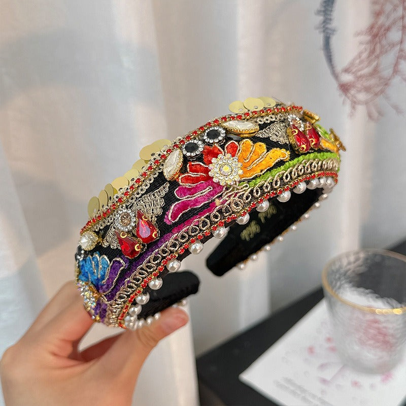Baroque full set rhinestone handmade headband for women's hair band