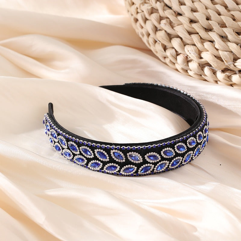 Fashionable and versatile fabric with wide edges and diamond inlay for women's hair accessories