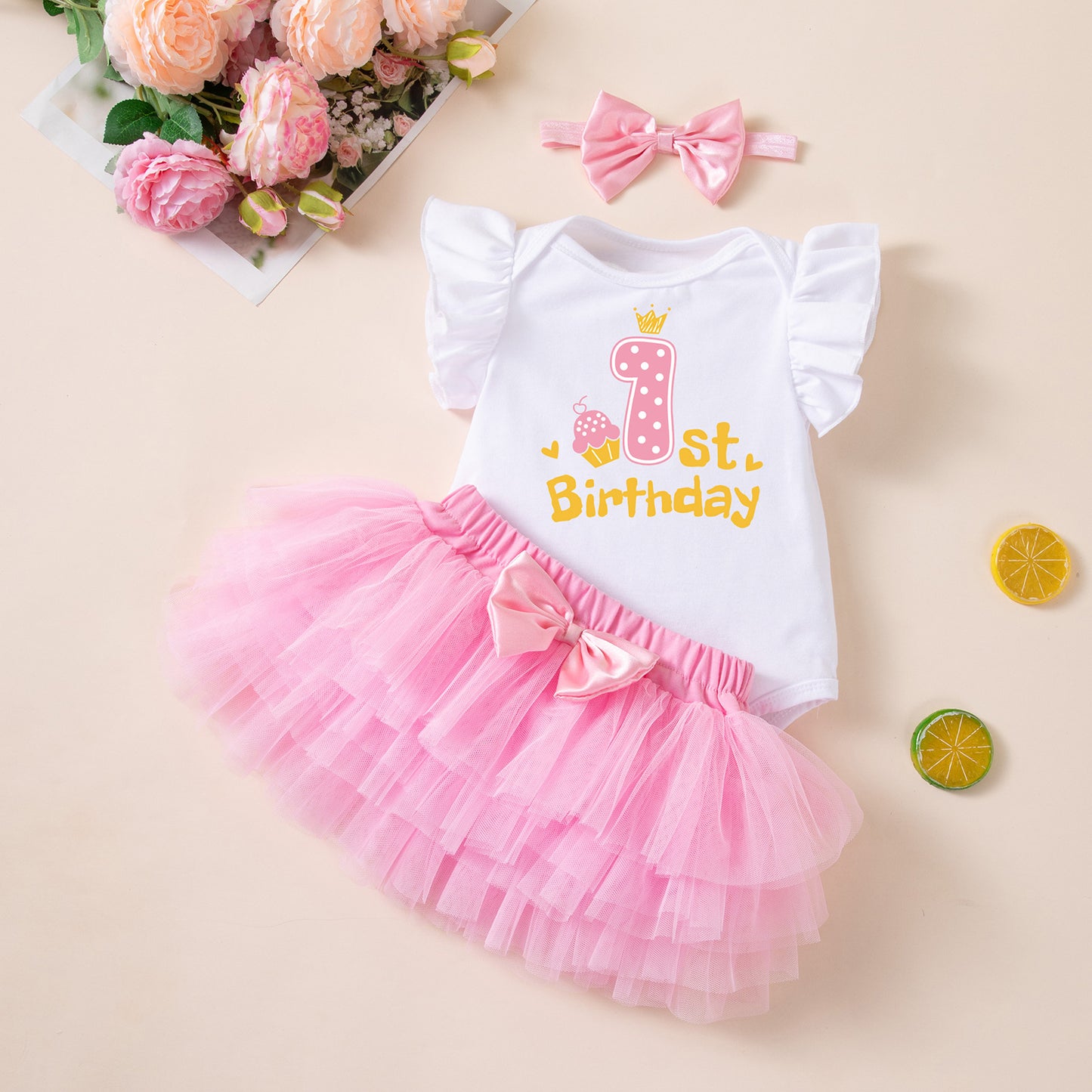 Summer Clothes Baby Girl Birthday Romper Dress Rainbow Skirt Trendy Baby Dopamine Outfit