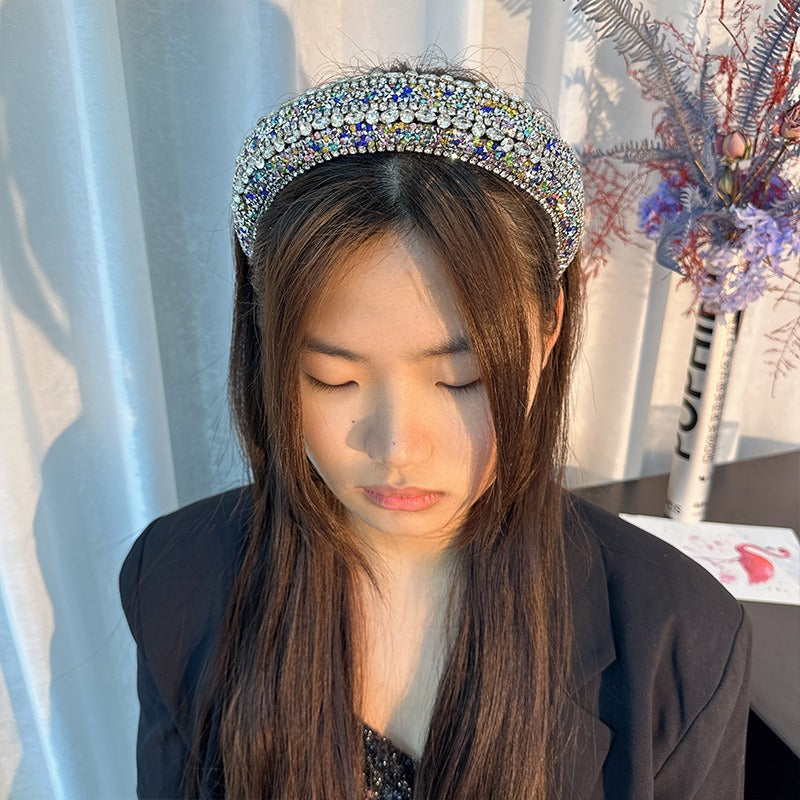 Full Diamond Sponge Premium Baroque Headband Wide Edge Water Diamond Headband Female