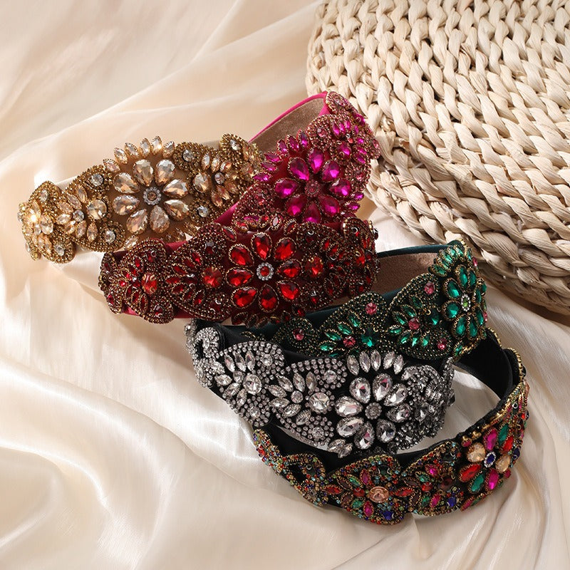 Fashionable Baroque inlaid color diamond water diamond three-dimensional hair hoop
