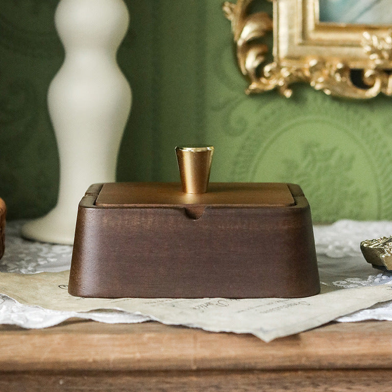 Trapezoidal Ashtray Solid Wood Ashtray With Lid