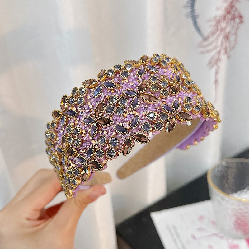 Fashion heavy industry women's full set rhinestone high-end wide edge headband hair accessories