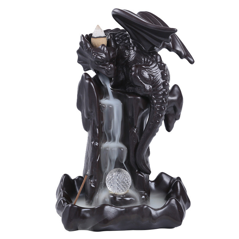Ceramic Smoke Back Flow Agar Wood Furnace Nordic Pterosaur Led Light Back Flow Furnace Ornaments