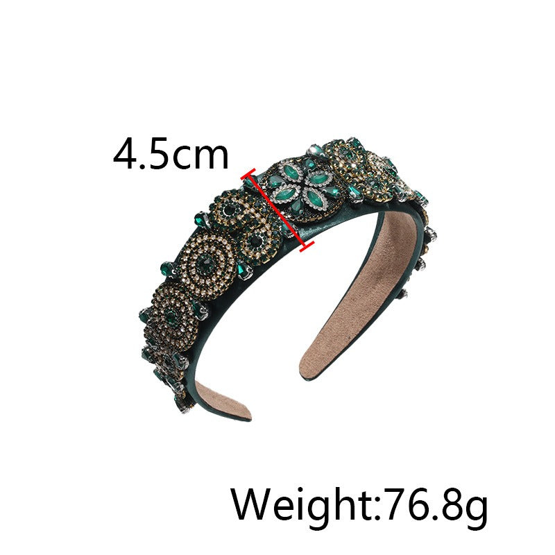 Fashionable Super Sparkling Colorful Water Diamond Wide Edge Heavy Industry Hair Accessories Headband