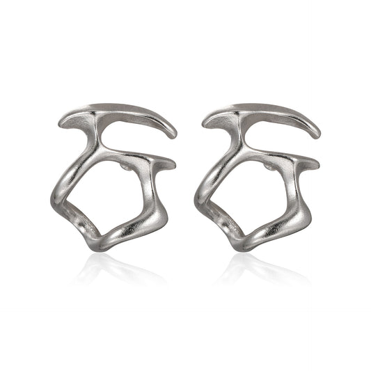 Hot selling cold wind irregular hollow out metal earrings for female personality niche design, internet celebrity high-end sense earrings