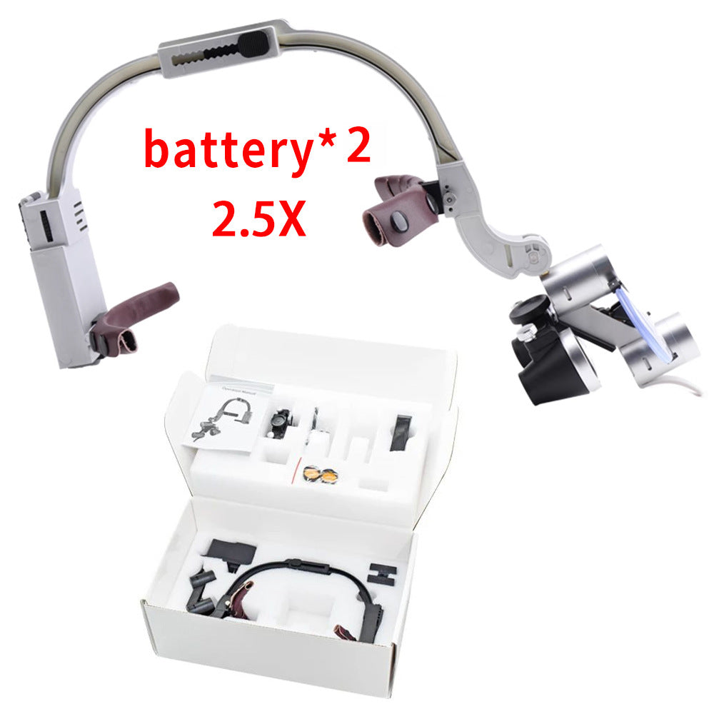 Ultra-Light Shadowless Dental Headlamp with Magnifier and Dual Batteries