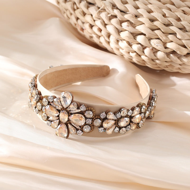 Fashion heavy industry Baroque wide edge rhinestone press headband headband