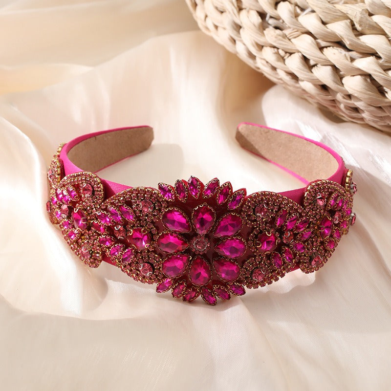 Fashionable Baroque inlaid color diamond water diamond three-dimensional hair hoop