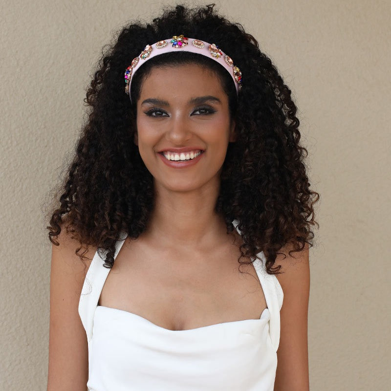 Tidal inlaid colored glass diamond ultra sparkling wide edge sponge face wash headband headwear