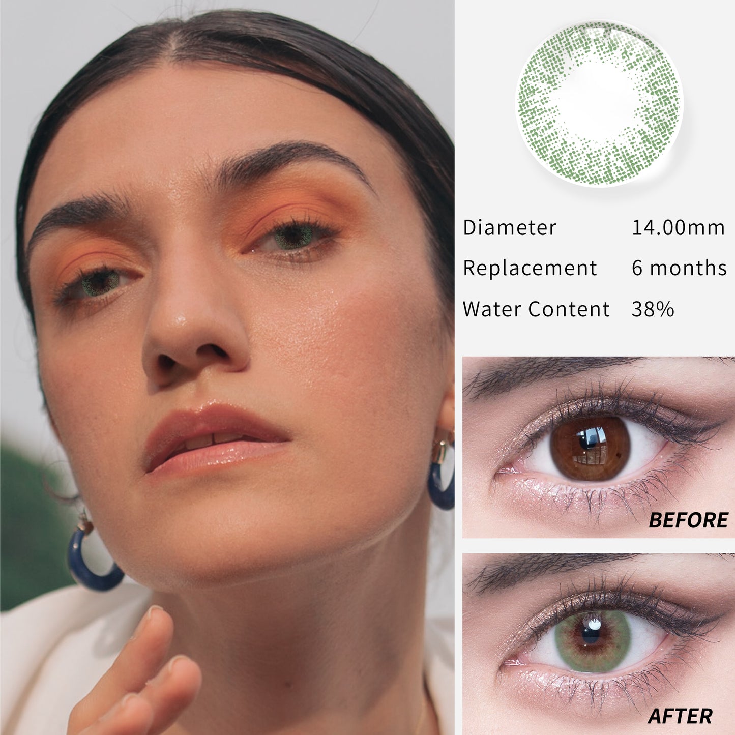 1Pcs CE  Certificate Eyes Beautiful Pupil Colorful Girl Cosplay Contact Lenses Aurora Green