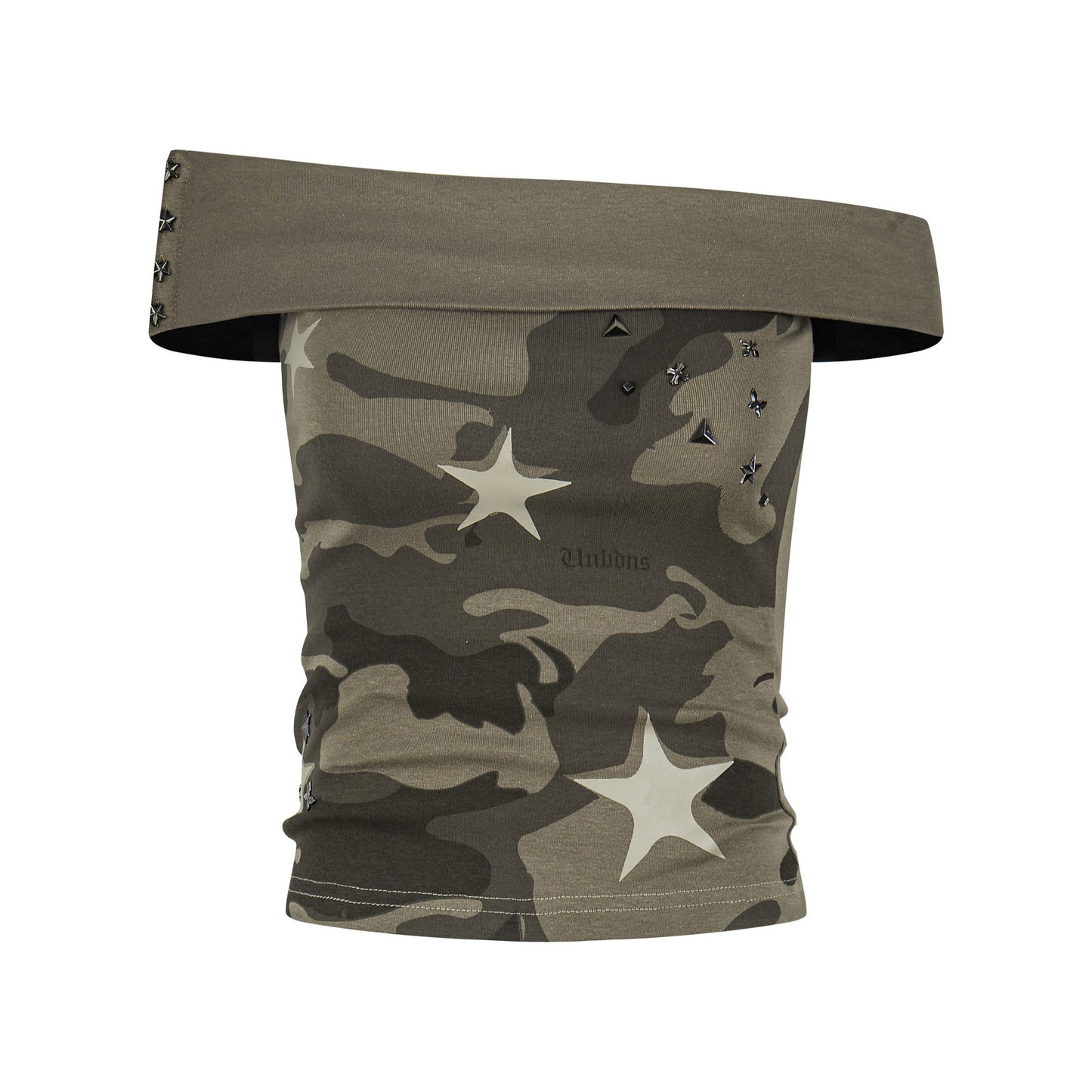 Women's Color-block Fitted Off-shoulder Casual Short Sleeve Star Print T-shirt