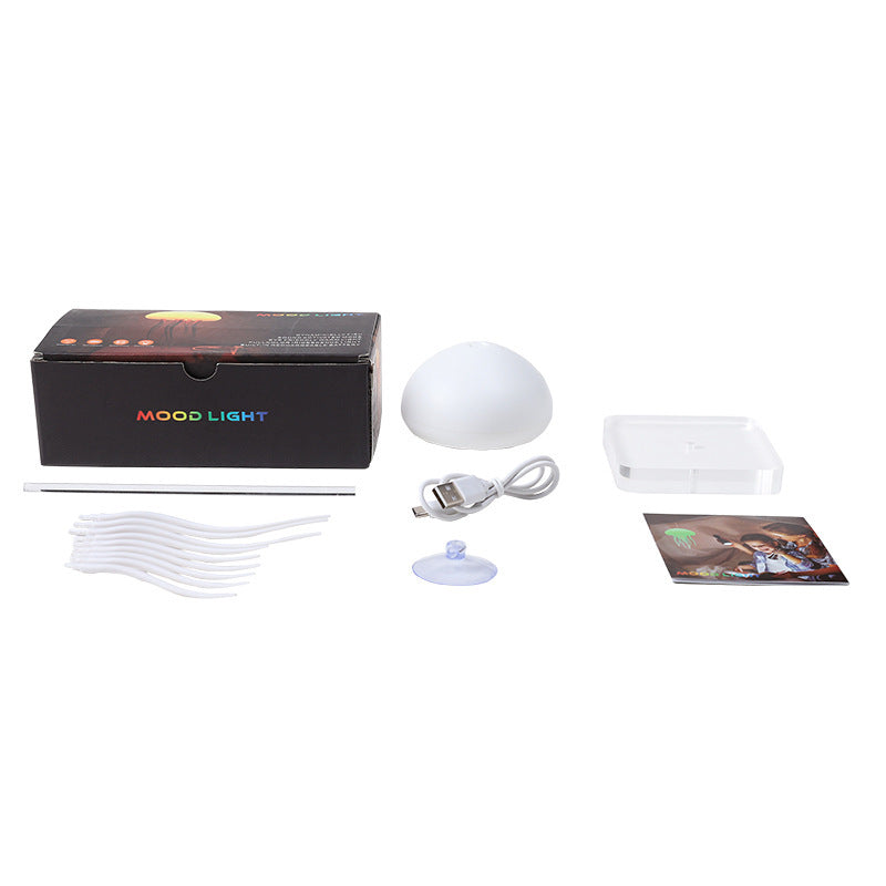 Full-color Gradient Sound-controlled Jellyfish Lamp, Creative Sensing Ambient Light, Night Light with Floating, Dynamic Swimming Tentacles