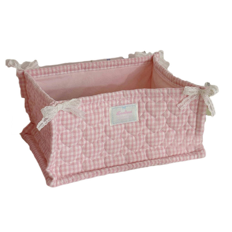 Quilted Ins Storage Basket Desktop Goods Storage Cute Ornaments