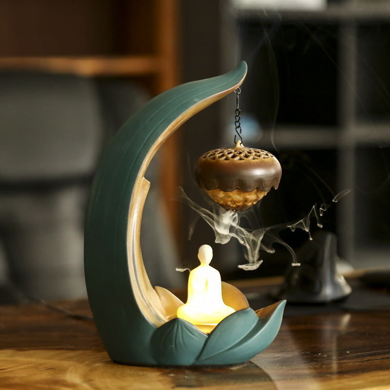 Sandalwood Aromatherapy Furnace Night Light Ornament Lotus Hanging Ball Backflow Incense Furnace Lamp Ring Hanging Furnace Creative Coil Incense