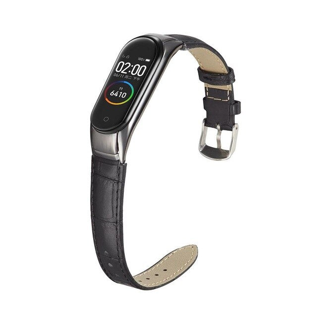 Yiwa For Millet Mi-band 3/4 PU Wrist Band Bracelet Strap+Metal Case Millet 3 Wrist Strap Protection
