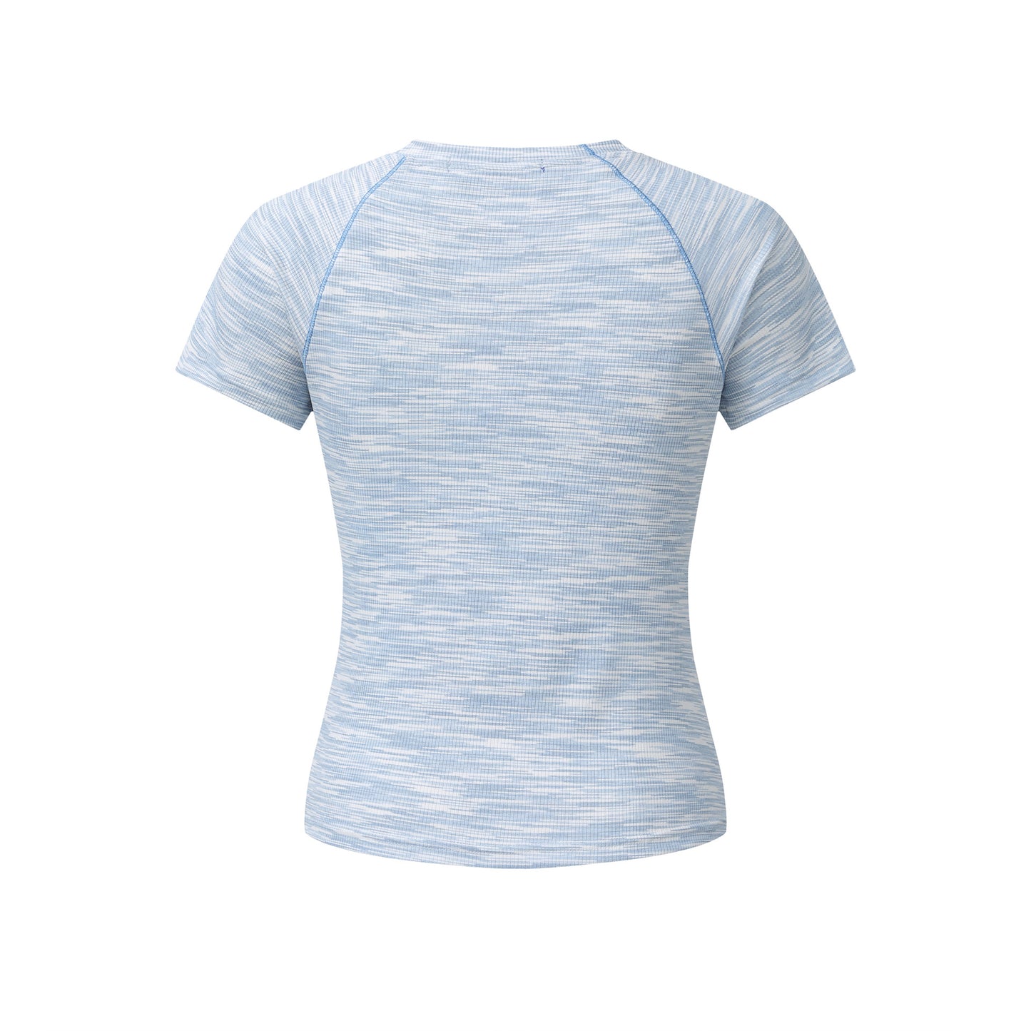 Women's Slim Fit Round Neck Short Sleeve Small Color Block Pleated Button T-Shirt