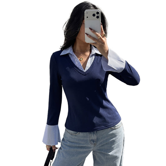 V-neck slim fit pullover T-shirt