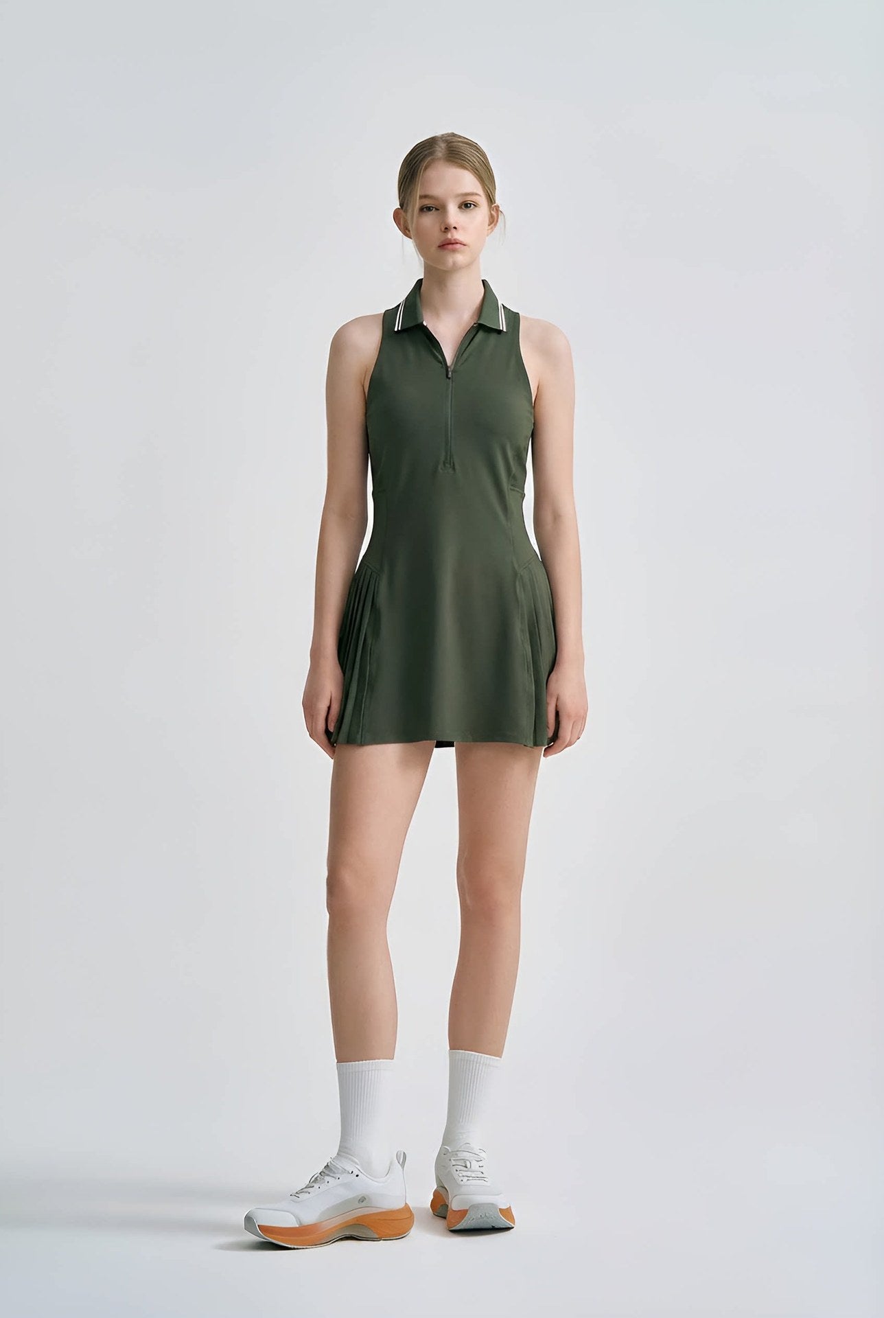 Fashionable Mesh Back Sports Skirt with Built-in Shorts, Nylon Outdoor Badminton Dress, Tennis Dress
