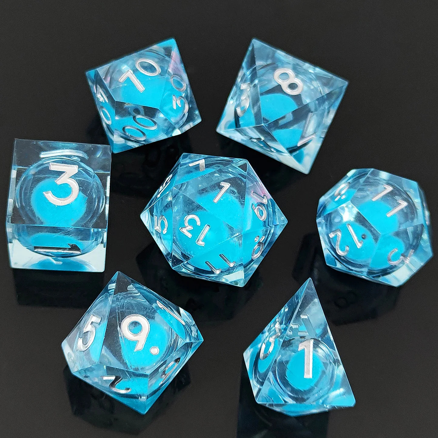 Resin Sand Flow Dice Liquid Core DND DungeonsDragons TRPG Board Game Dice Set Roleplaying Cthulhu