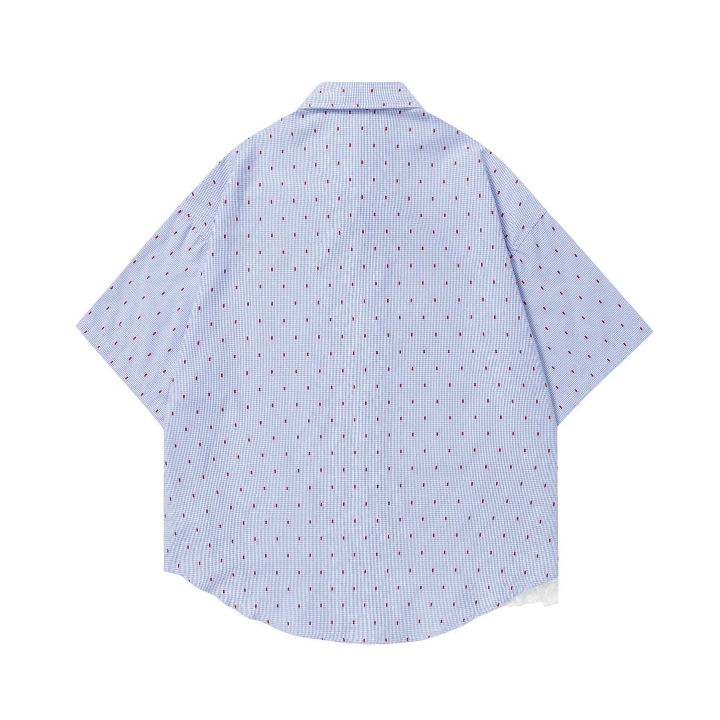 Full printed red spotted short sleeved shirt