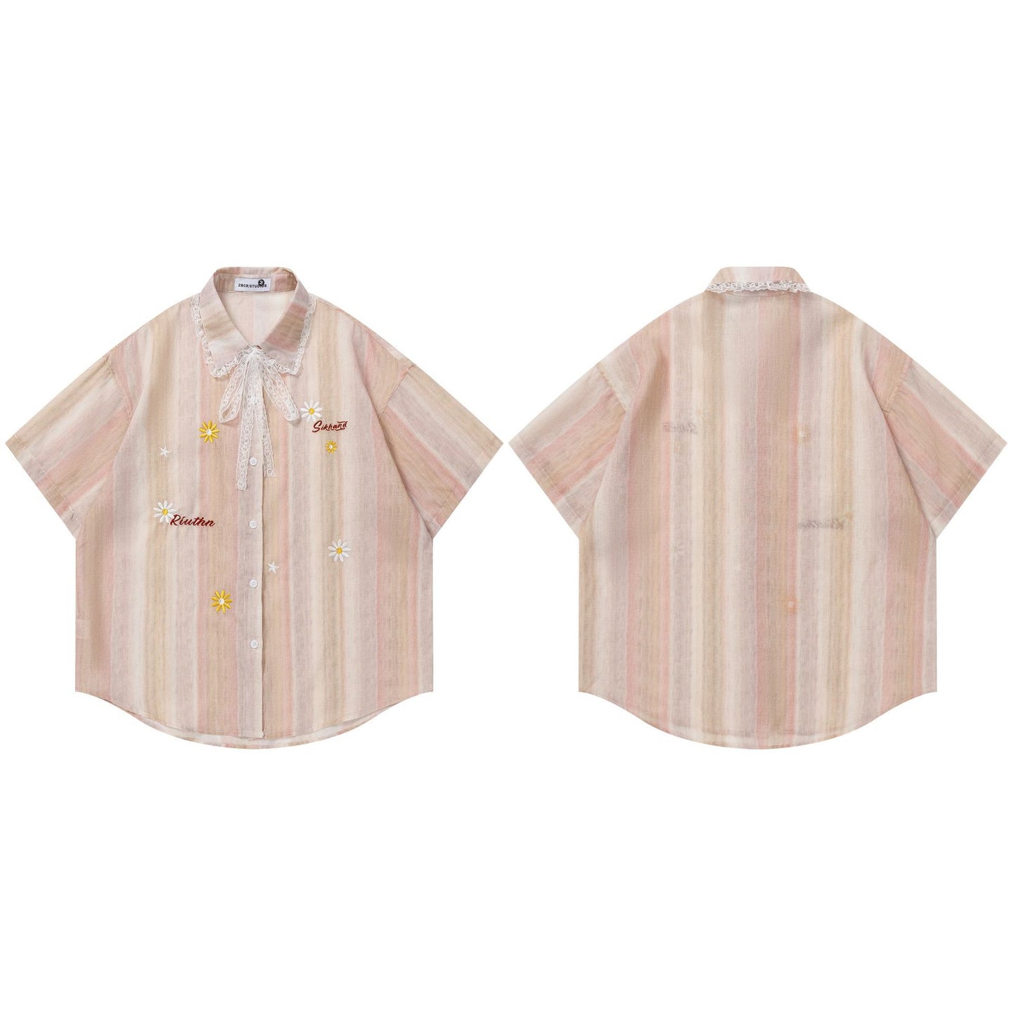 Embroidered gradient short sleeved shirt