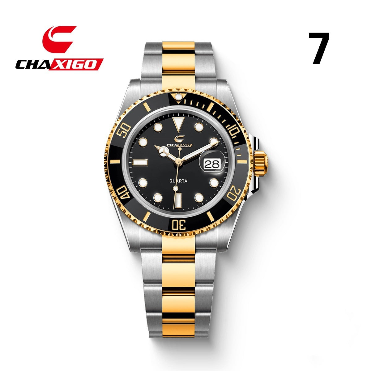Swiss Brand CHAXIGO Men's Watch Green Submariner Style Waterproof Versatile Alloy Quartz Watch