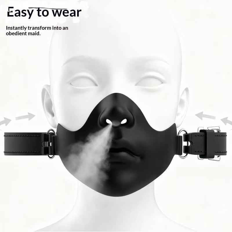 Black Resin Half Mask | Realistic Face Design with Adjustable Straps | Halloween Costume Party Cosplay Decor