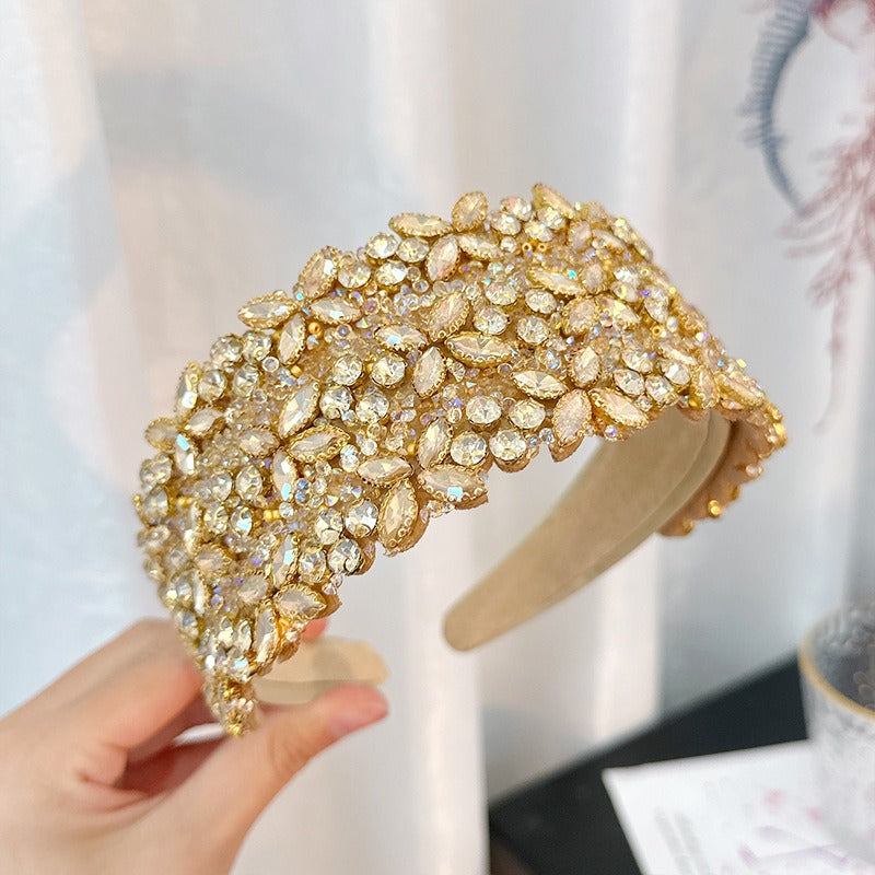 Fashion heavy industry women's full set rhinestone high-end wide edge headband hair accessories