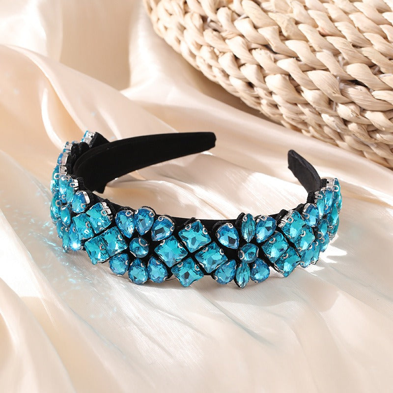 Baroque colored rhinestone headband with fashionable temperament and full diamond headwear