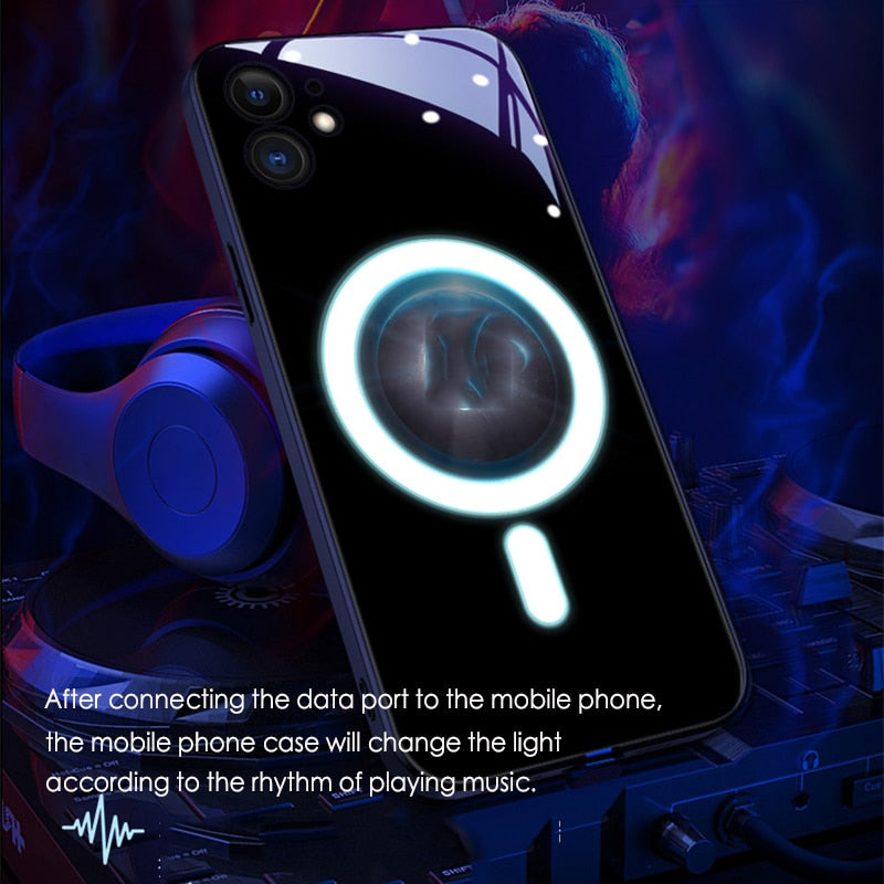 Sport Call Light Case For iPhone 12 11 Pro Max 8 7 6 6S Plus LED Case Tempered Glass Coque Flash Cover For iPhone X XS MAX XR SE