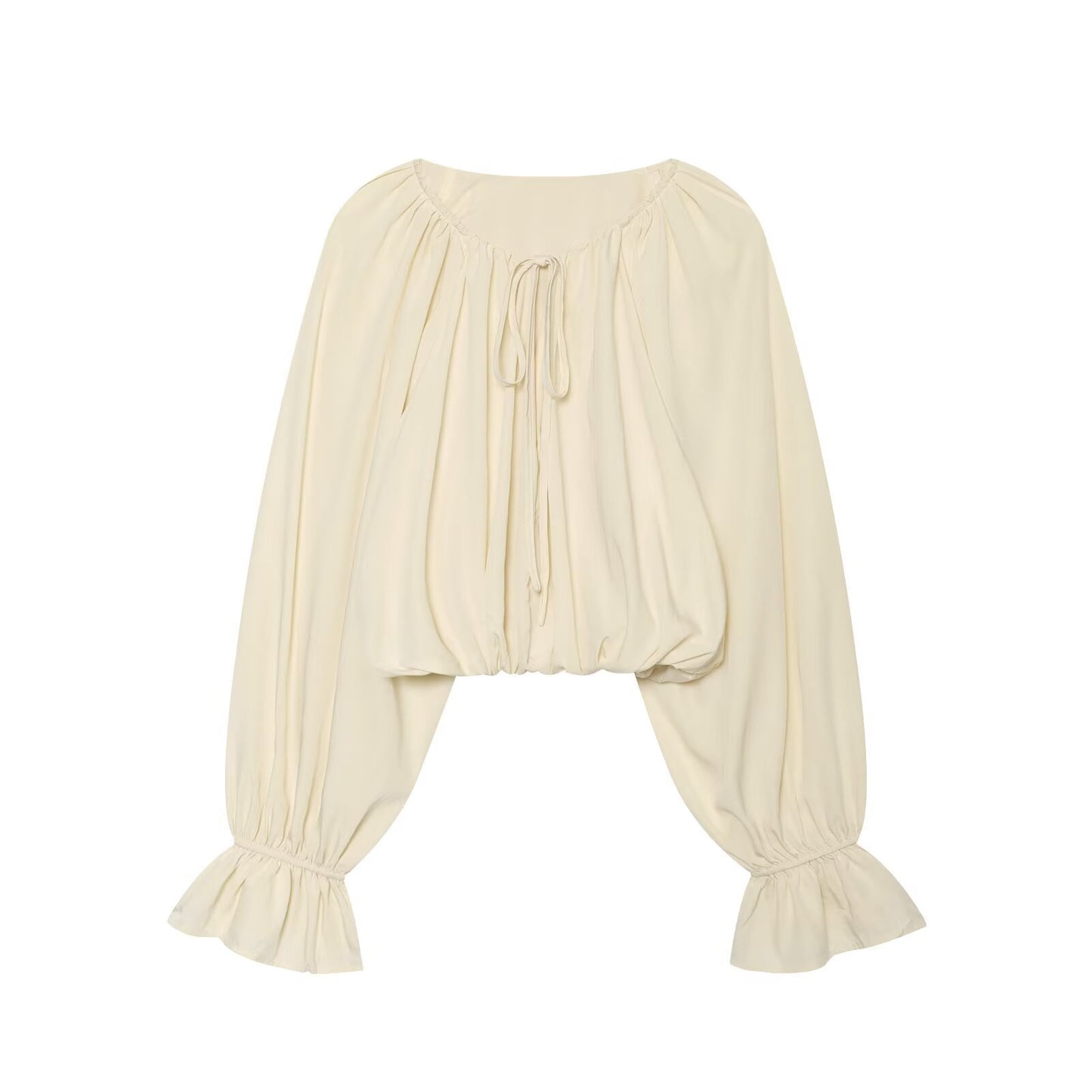 Round neck lace up top