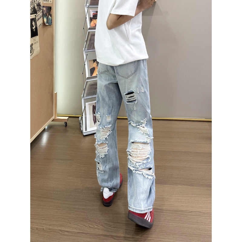 Y2K Street Style Straight Leg Slightly Flared Loose Denim Pants