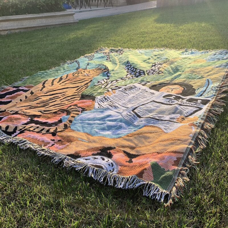 Nordic Multifunction Tiger Newspaper Girl Bohemia Throw Blanket Sofa Covers Tassel Dust Cover Air Conditioning Blankets For Bed