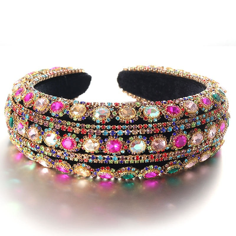 Heavy Craft Baroque Crystal Vintage Glass Inlaid Diamond Sponge Head Hoop