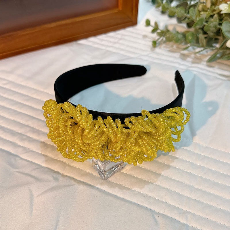 Fashionable floral handmade beaded headband headwear