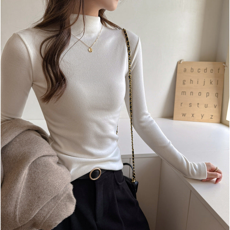 Selected Cashmere-like High Neck Inner Layer Top for Women, Autumn/Winter, Versatile, Elegant, Regular Shoulder, Slim Fit, Stylish Long Sleeve