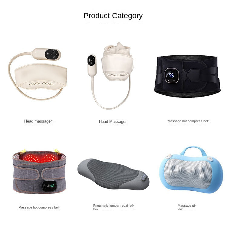 Head Massage Device with Charging Airbag, Sleep Aid, Home Use Massage Helmet, Heat Therapy for Head and Eyes, All-in-One Head Massager