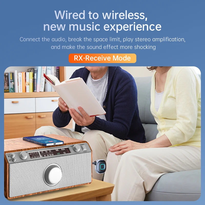 Bluetooth 5.3 receiver transmitter, car mounted AUX 2-in-1 audio box, TV, wireless headphones, audio