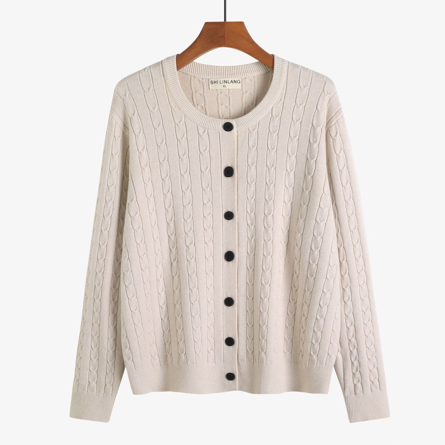 Retro Style Knit Cardigan Sweater Coat for Women, Casual Office Wear, Oversized Fit, Long Sleeve, Pullover Design