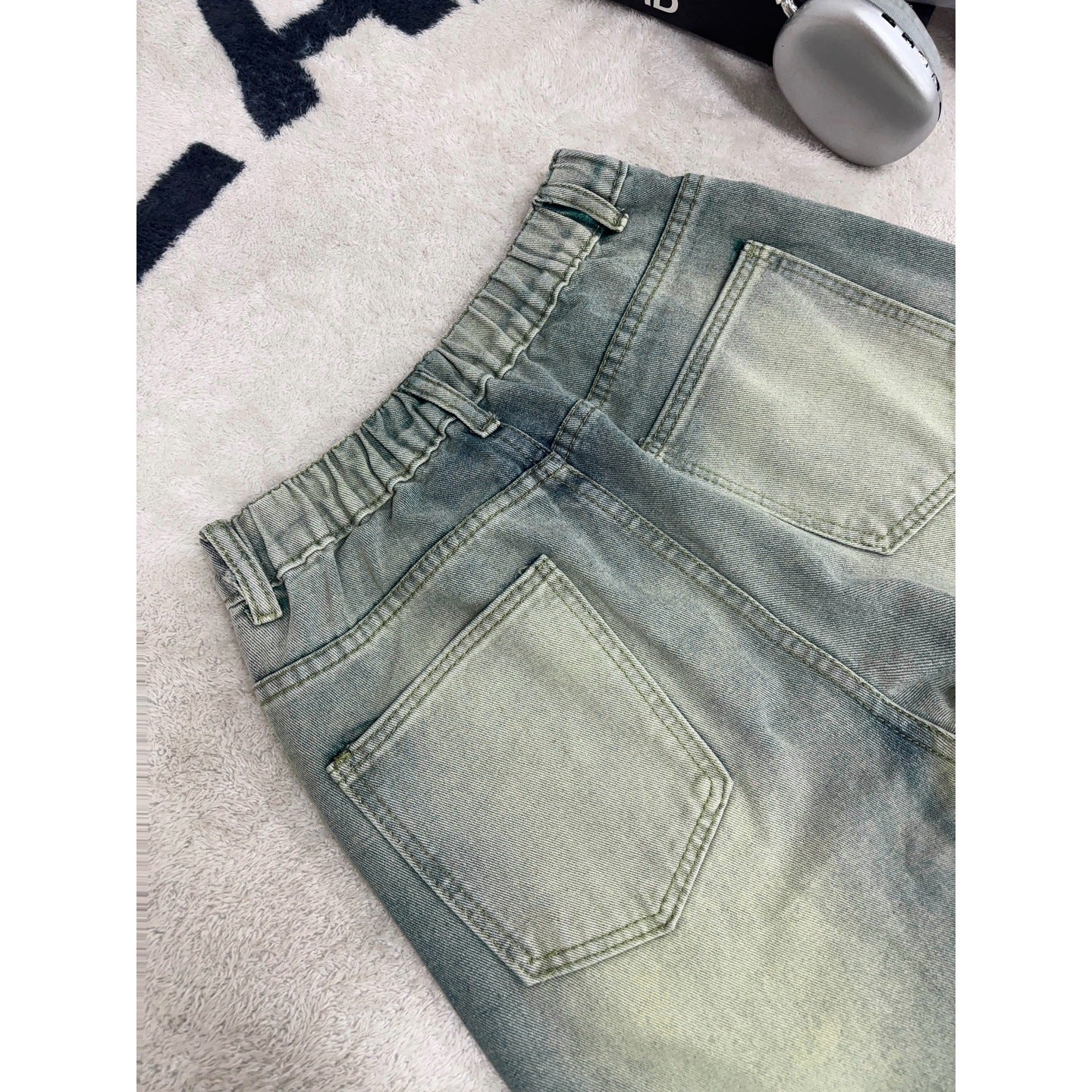 Ripped Denim Pants for Men,Vintage Loose Wide Leg Design Long Trousers