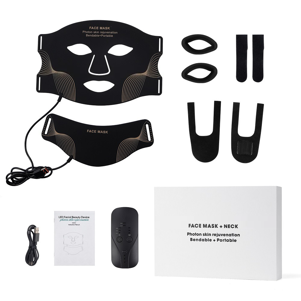 Silicone Red Light Therapy Mask 7 Color LED Face Mask Anti Aging Rejuvenation Brighten Facial Mask with Eye Protection Cushion