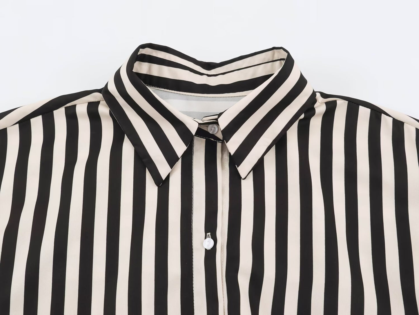 Splicing waistband striped shirt