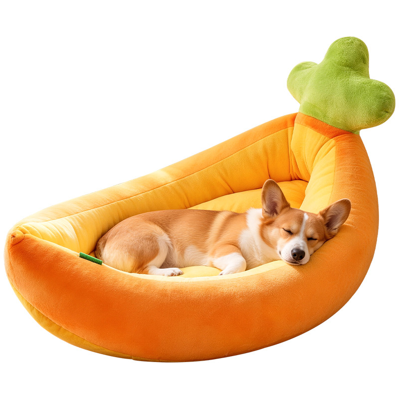 Carrot Cat Bed Winter Warm Plush Thickened All-Season Cat Kitten Nursing Bed Pet Small Dog Bed
